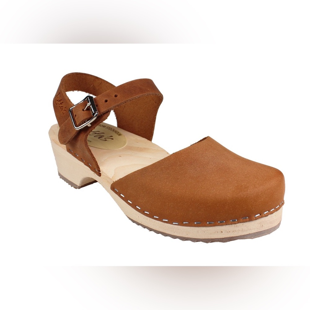 Lotta From Stockholm Brown Mary Jane Clogs in Low Wood Oiled Nubuck Leather 39